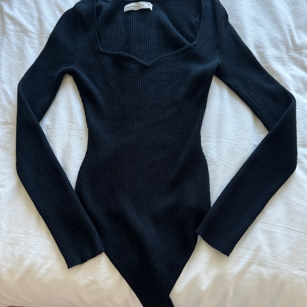 Abercrombie and Fitch Black Ribbed Bodysuit